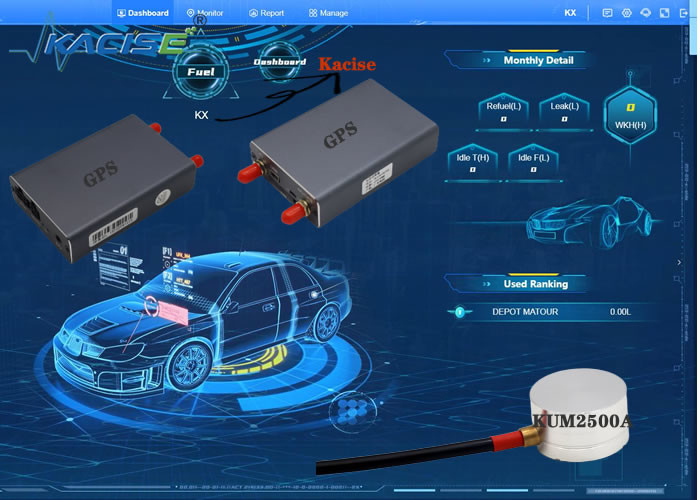 KUM2500A capteur de niveau de carburant à ultrasons pour la détection de voiture gps tracker sans contact Chine produire