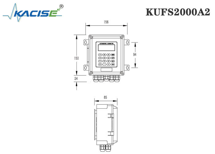 Compteur de débit ultrasonique d'insertion de bâti du mur KUFS2000A2 pour la taille DN50 - tuyau DN6000