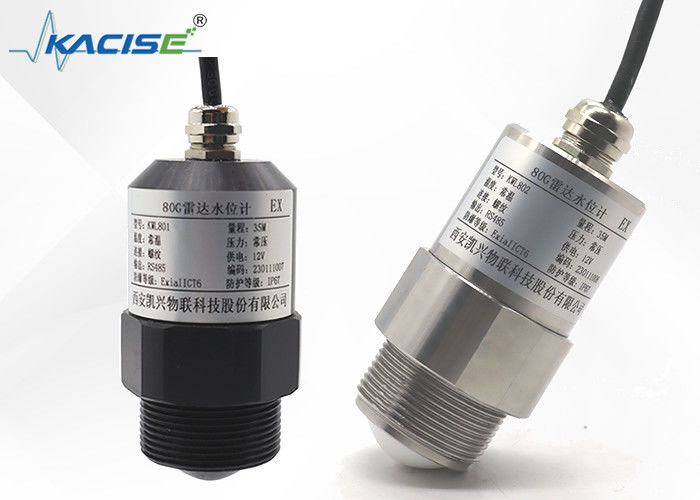 Émetteur de niveau radar FMCW de 80 GHz de la série KLD800 avec antenne en PTFE résistant à la corrosion et angle de lancement de 3° pour la mesure des liquides et des solides
