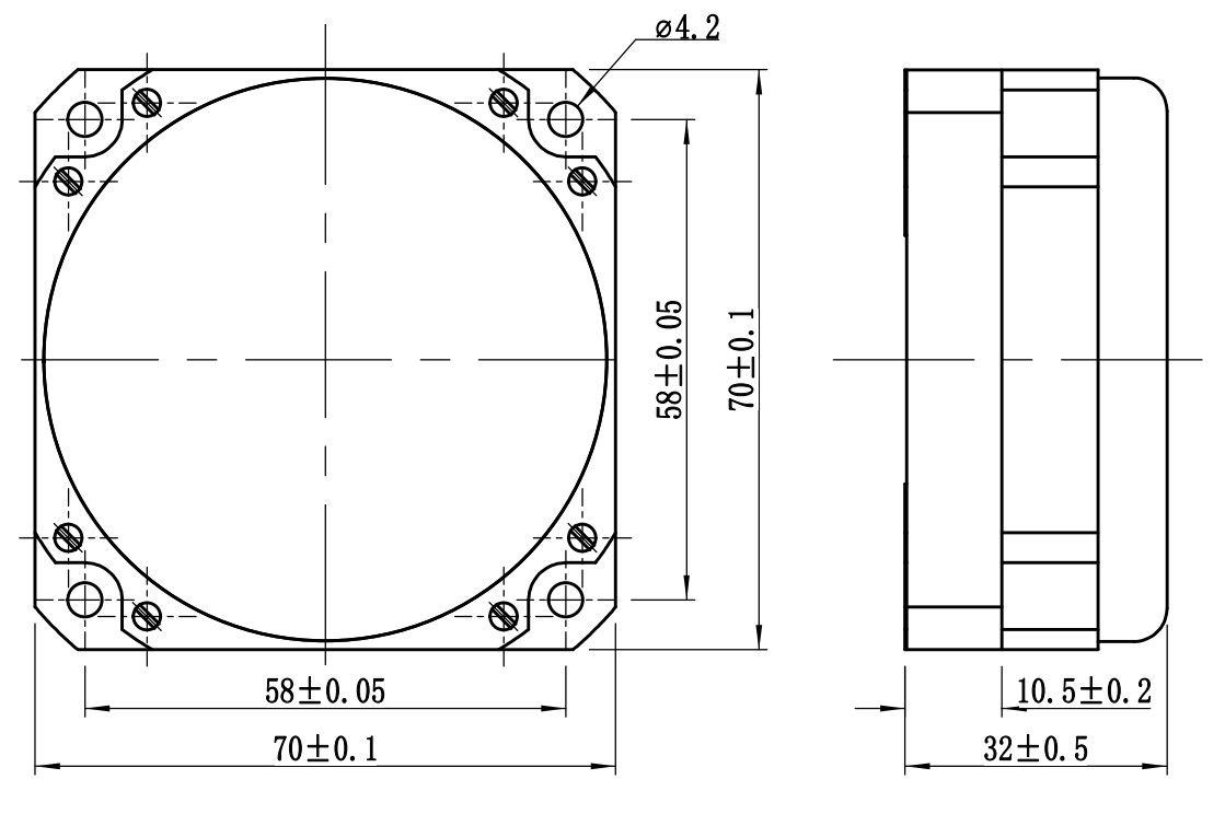 Gyroscope optique de 70×70×32 mm avec temps de démarrage de 5 s et température de fonctionnement de -40 ̊+70°C pour les systèmes de navigation inertielle