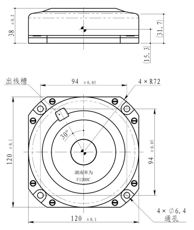 Gyroscope à haute précision en fibre optique avec dimensions de 120×120×38 mm et température de fonctionnement de -45°+70°C pour la mesure de l'inertie