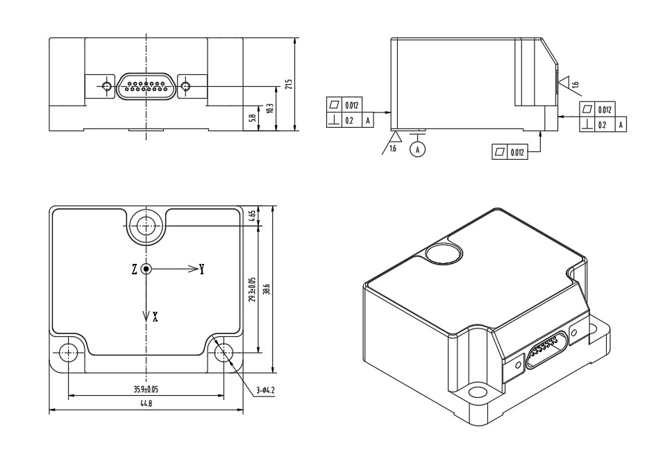 0Capteur gyroscopique électronique à accouplement croisé de 0,1% pour la mesure de l'angle de pitch -45°C+85°C