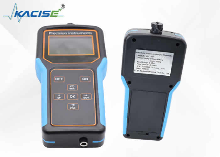 Débitmètre Doppler portable avec indice de protection IP65/IP67, fonction de stockage de données et batterie au lithium rechargeable 12 V