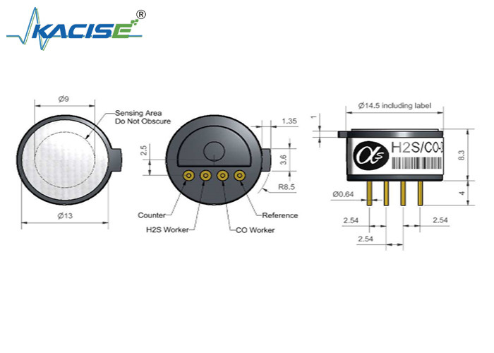 Sensor double de petite taille pour la détection du monoxyde de carbone et du sulfure d'hydrogène Nul courant ± 6 Liniérité 40