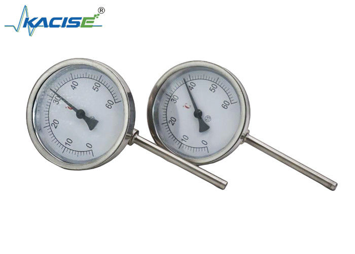 Thermomètre industriel bimetallique WSS-411W en acier inoxydable 304/316, longueur de tige personnalisable et aucune alimentation électrique n'est requise