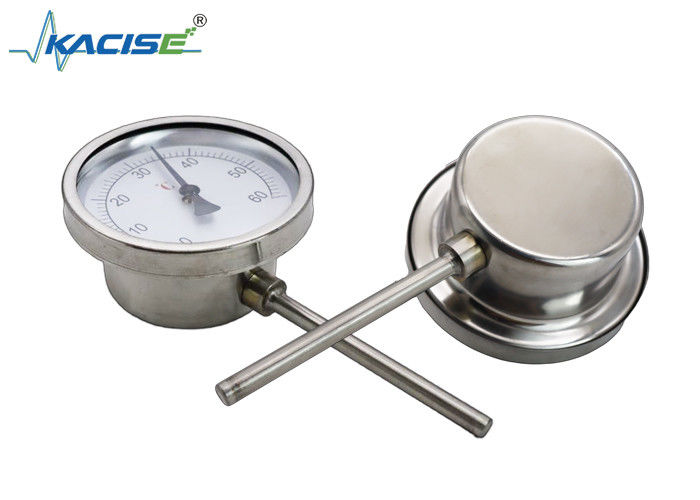 Thermomètre industriel bimetallique WSS-411W en acier inoxydable 304/316, longueur de tige personnalisable et aucune alimentation électrique n'est requise