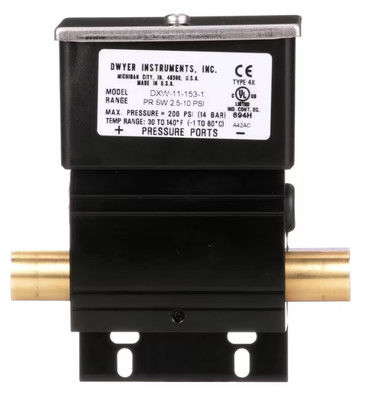 Interrupteur de pression différentielle SPDT humide/humide Dwyer Série DX (Modèles DXW-11-153-1 à DXW-11-153-4)