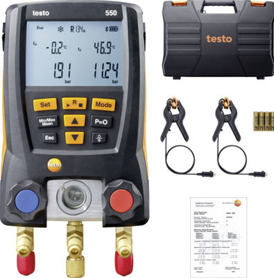 Testo 550 Kit de collecteur de réfrigérant numérique avec connectivité Bluetooth 60 profils de réfrigérant et conception robuste